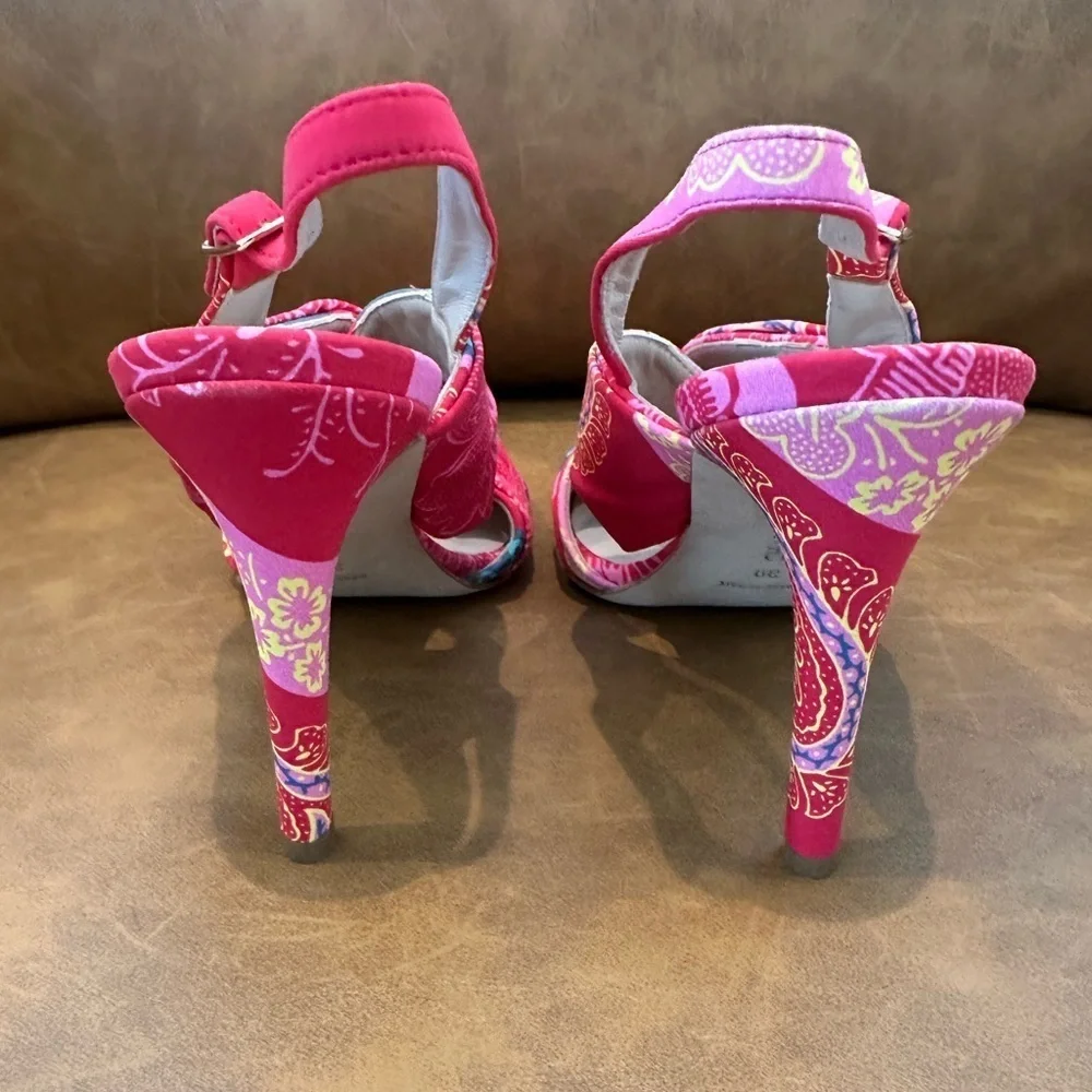 NEW Chiara Boni La Petite Robe Colorful Twist Knot Point Strappy Heels  39 US 9
